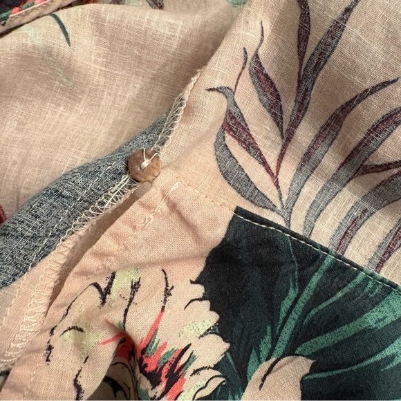 Zara Linen wrap blouse puff sleeve pink tropical print - Picture 13 of 13